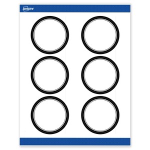 Avery Printable Round Labels, Double Black Border, 3" Diameter, Matte White Round Labels, Permanent, Laser/Inkjet, 60ct, Great for Product Labels - 1 of 4