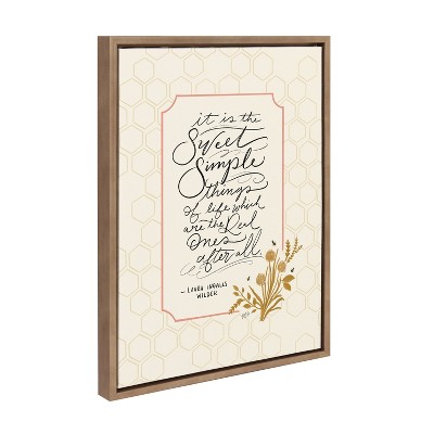 Sweet Simple Things Gold Framed Canvas Motivational Quote Art