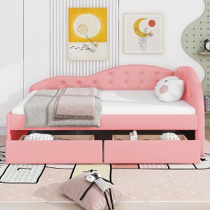 NicBex Twin Size PU Tufted Daybed with 2 Drawers and Cloud Shaped Guardrail for Bedroom,Living Room,Apartment - 1 of 4