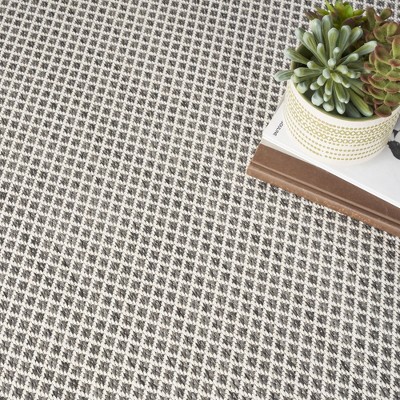 Ivory Charcoal Geometric Square Synthetic Area Rug 8'x8'
