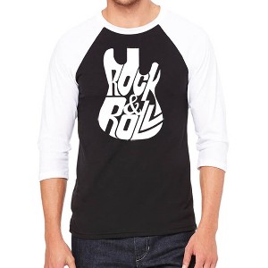 LA Pop Art Rock And Roll Guitar - Men's Raglan Baseball Word Art T-Shirt - 1 of 4