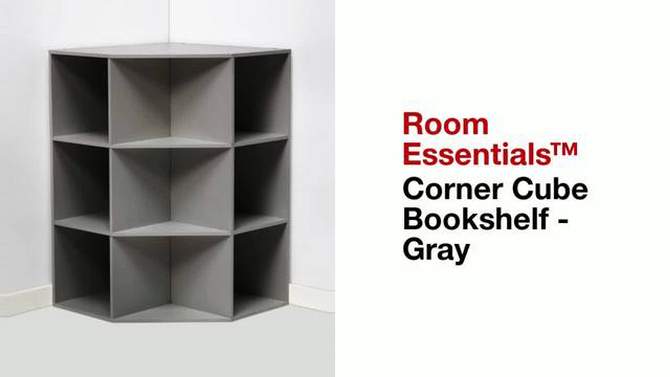 Corner CubeBookshelf White - Room Essentials&#8482;: 9-Compartment Organizer, Fits 11&#34; Cubes, Particle Board Construction, 2 of 8, play video