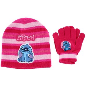 Textiel Trade Girl's One Size Fits Most Disney Stitch Winter Beanie and Gloves Set - 1 of 3