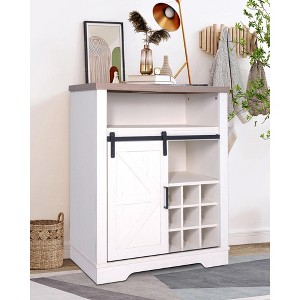 TIRAMISUBEST Farmhouse Storage Cabinet with Sliding Barn Door & Wine Shelf - 1 of 4