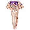 EVERLY JEWELRY | Rose Plated Sterling Silver 3 1/3 CT TGW Africa Amethyst and White Topaz Floral Ring - 2 of 4