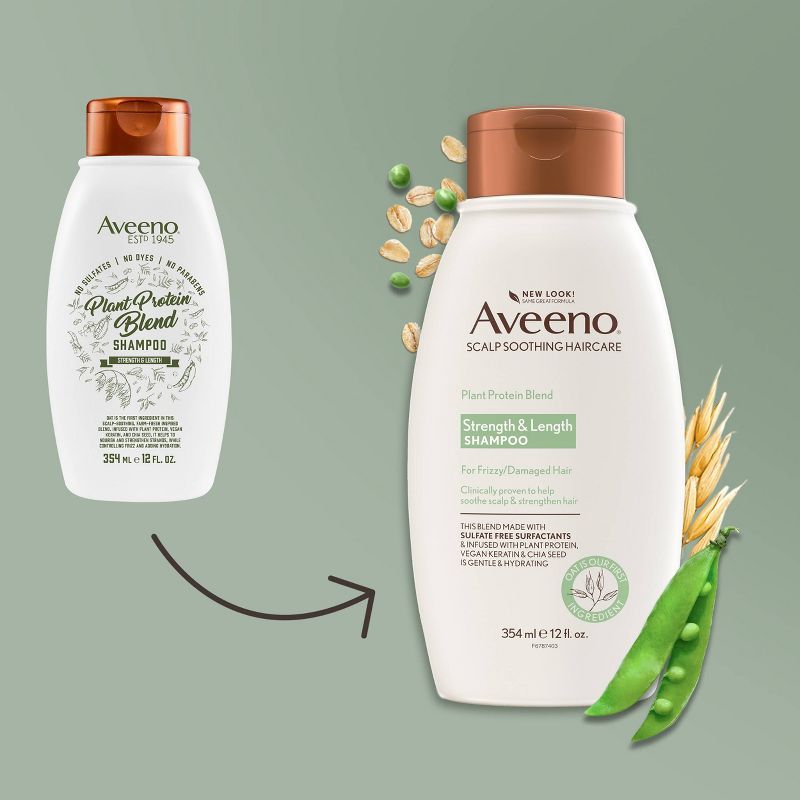 Aveeno Strength &#38; Length Plant Protein Blend Vegan Formula Shampoo - 12 fl oz, 3 of 8
