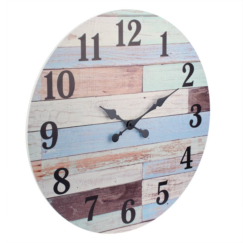 Coastal Worn Wood Wall Clock Blue/White - Stonebriar Collection, 3 of 8