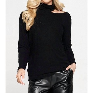 Women's Cold Shoulder Turtleneck Sweater - reneec. - 1 of 3