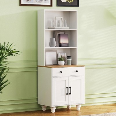 62.9" Tall Kitchen Pantry Cabinet, Farmhouse Storage Cabinet with Adjustable Shelves, Freestanding Cupboard for Kitchen Living Room Entryway