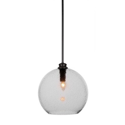 Toltec Lighting Kimbro 1 - Light Pendant in  Matte Black with 13.75" Smoke Bubble Shade