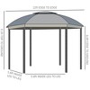 12' x 12' Round Outdoor Gazebo, Patio Dome Gazebo Canopy Shelter with Double Roof, Netting Sidewalls and Curtains, Zippered Doors, Strong Steel Frame - 3 of 4