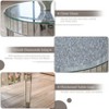 Artloge 31.5x18.3 in Round Silver Mirrored Coffee Table with Crystal Diamonds Inlay Accent Side Table - 4 of 4