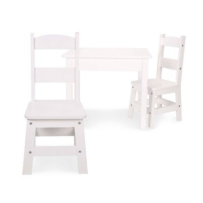 White Wooden Kids Table and Chairs Set