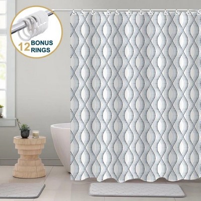 LunaLulinlk Weighted-Hem Fabric Bathroom Curtain, Water-Repellent