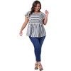 Agnes Orinda Women's Plus Size Boho Floral Printed Round Neck Butterfly Sleeve Babydoll Blouses - 3 of 4