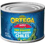 Ortega Hot Diced Green Fire Roasted Chiles 4oz