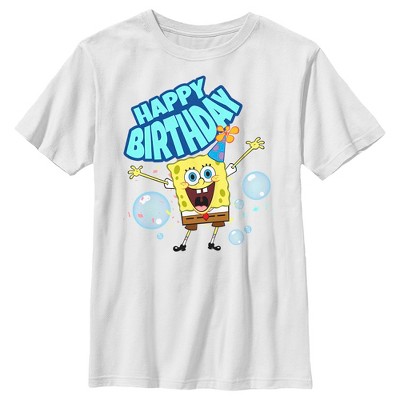 Boy's Spongebob Squarepants Happy Birthday Bubbles T-shirt - White - X ...