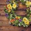 Collections Etc Wild Daisy Floral Twig Wreath 19" x 19" x 4" Multicolored - 4 of 4