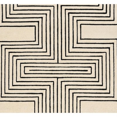 White Geometric Hand-Tufted Wool 9' x 12' Rug