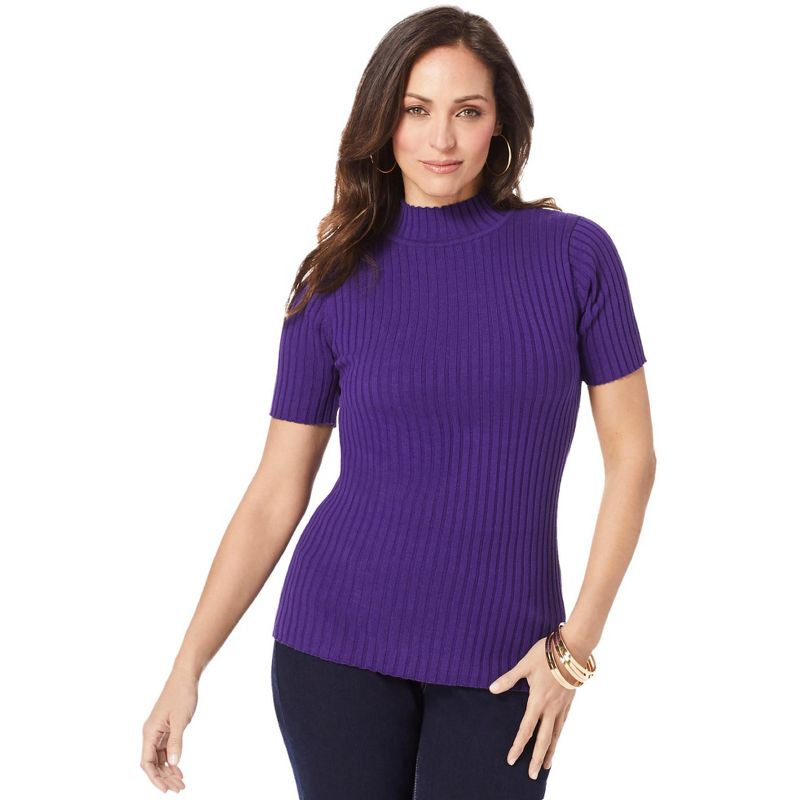 Jessica London Women's Plus Size Rib Mockneck Sweater, 1 of 2