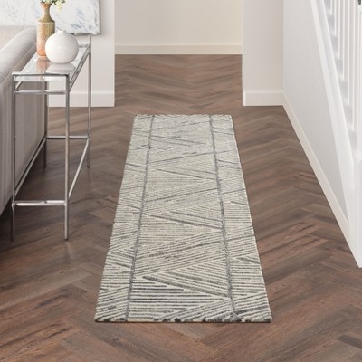 Artisanal Grey & White Hand-Tufted Wool Area Rug