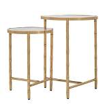 Kineks Bamboo Look Stainless Steel Marbled Nesting Table Sets - Inspire Q