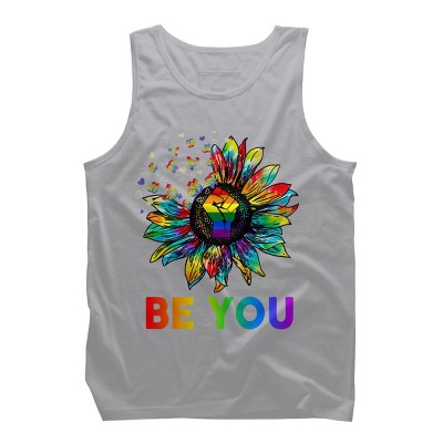 Adult Design By Humans Be You Sunflower Power Fist Pride Rainbow By Legato Tendo Tank Top