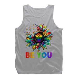 Adult Design By Humans Be You Sunflower Power Fist Pride Rainbow By Legato Tendo Tank Top - 1 of 2