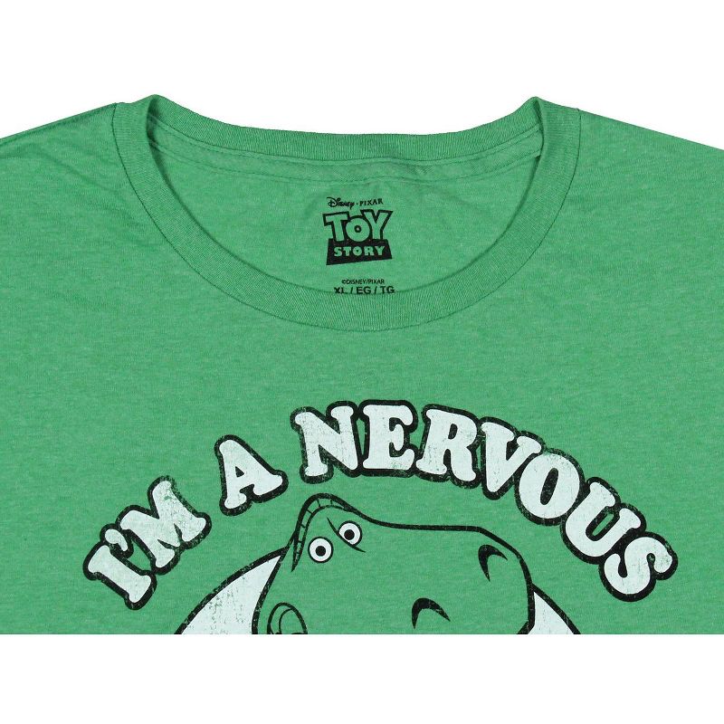Disney Mens' Toy Story I'm A Nervous Rex Distressed Graphic T-Shirt Green, 3 of 4