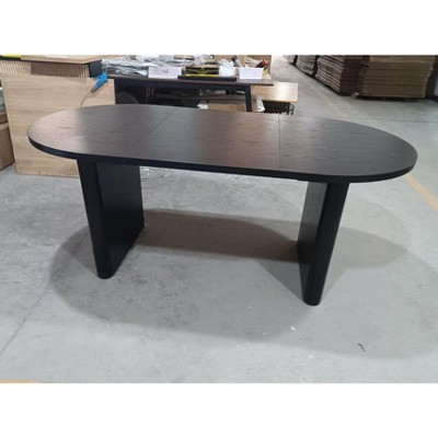 70.8 Inch Oval Dining Table for 6-8 People, Farmhouse Long Large Kitchen Table with Thick Sturdy Wooden Base for Kitchen, Living Room, Office
