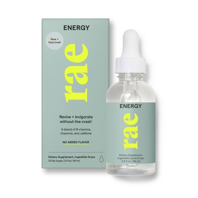 Rae Energy Liquid Dietary Supplement Drops for Natural Energy Support - Unflavored - 1.9 fl oz