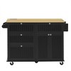 Whisen Farmhouse Kitchen Island on Wheels, Kitchen Cart Set with 2 Seatings and Storage Cabinet, Drawers - 4 of 4