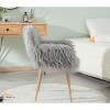 Angel Sar Grey Vanity Chair for Bedroom, Faux Fur Upholstered Makeup Chair - 4 of 4