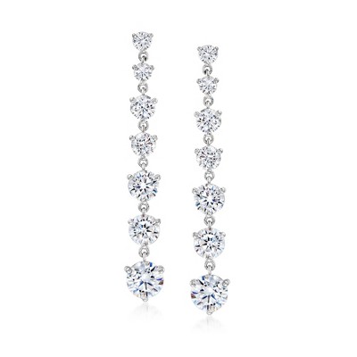 Ross-Simons 6.25 ct. t.w. CZ Graduated Drop Earrings in Sterling Silver