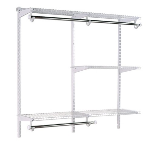 Rubbermaid Configurations Classic Custom 4 Foot To 8 Foot Wide Walk In Or  Reach In Closet Shelving And Hanging Storage Solution Kit : Target