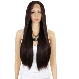 Unique Bargains Women Lace Front Heat Resistant Long Straight Hair Wigs with Wig Cap 26" 1PC - 1 of 4