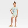 Girls' Stitch Glitter Bow Short Sleeve Graphic T-Shirt - Light Mint Green - 4 of 4