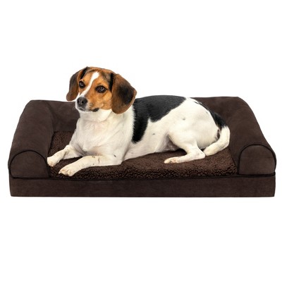 FurHaven Faux Fleece & Chenille Orthopedic Sofa Dog Bed