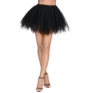 Joyfy Women's Black / Red / White  Petticoat Skirt Tutu Skirts Tulle Tutu Skirts Elastic Underskirt - 1 of 4