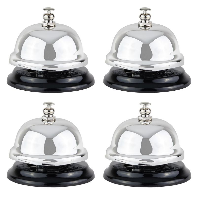 Juvale 4 Pack Mini Call Bell for Front Desk, Hotel Service, Kitchen Counter, Restaurants (Silver, 2.5x2 in), 1 of 7