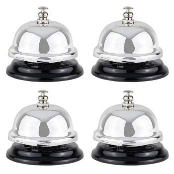 Juvale 4 Pack Mini Call Bell for Front Desk, Hotel Service, Kitchen Counter, Restaurants (Silver, 2.5x2 in)
