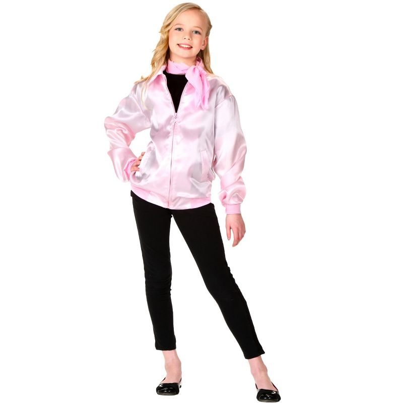 HalloweenCostumes.com Grease Girl's Pink Ladies Costume Jacket., 1 of 9