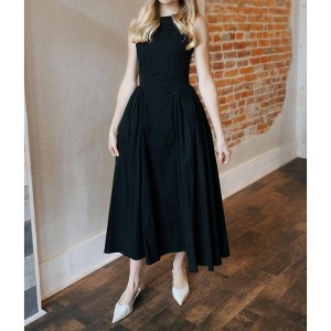 Women's Poplin Sleeveless Midi Dress - MABLE - 1 of 4