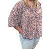 Women's Floral Smocked Long Sleeve Top - SHE + SKY - 2 of 2