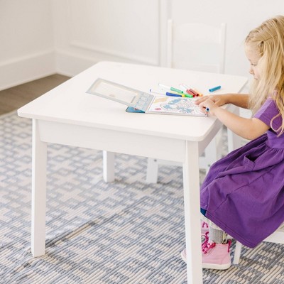 Bright White Wooden Kids Square Play Table - 25.4" Height