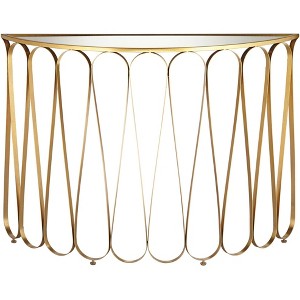 55 Downing Street Glam Luxury Metal Console Table 45 1/8" x 14 1/8" Gold Teardrop Frame Living Room Bedroom Bedside Entryway House - 1 of 4