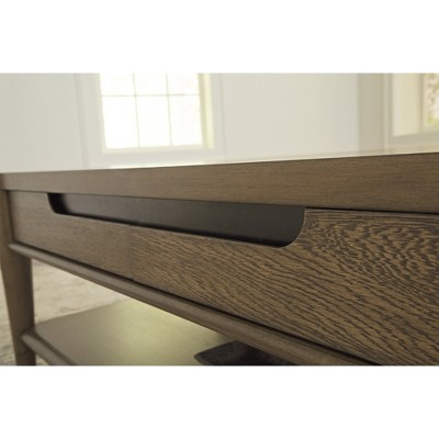 Brown Rectangular Wood Coffee Table with Storage