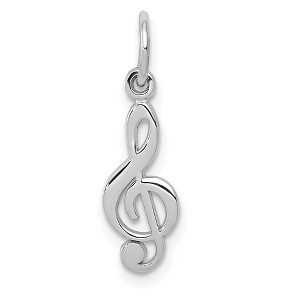 Black Bow Jewelry 14k White Gold Polished Treble Clef Charm - 1 of 4