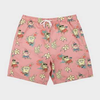 Men's SpongeBob 8.5" Elastic Waist Swim Shorts - Pink