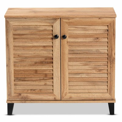 Coolidge Oak Brown Wood 2-Door Shoe Storage Cabinet